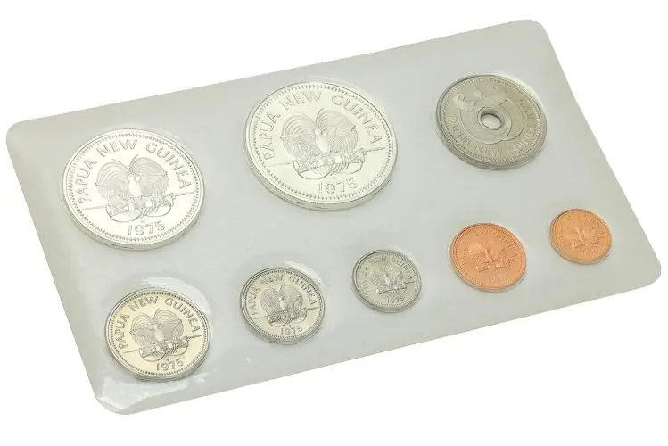 1975 Mixed Proof The First Coinage  Coin Sets Papua New Guinea The Franklin Mint 8 Coins reverse