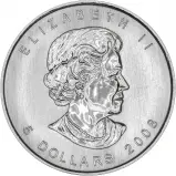 2008 Silver Maple Obverse Vancouver Winter Olympics 2010 Games Queen Elizabeth II 