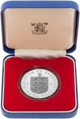 1978 Silver Proof Guernsey Royal Visit Crown In Presentation Box