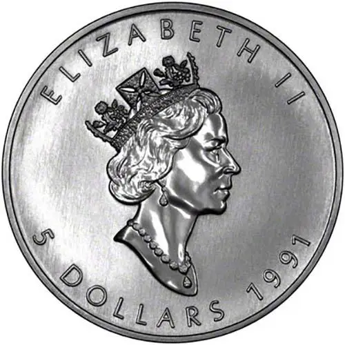 1991 1 oz Silver Coin Maple Bullion 23374