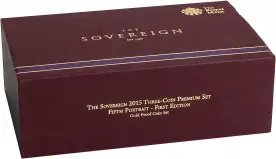 2015 3-Coin Gold Proof Premium Sovereign Set Closed Display Box