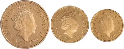 2015 3-Coin Gold Proof Premium Sovereign Set Obverse Designs