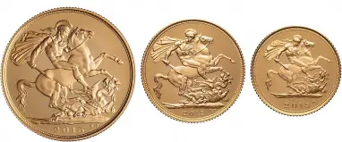 2015 3-Coin Gold Proof Premium Sovereign Set Reverse Designs