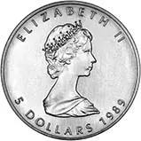 1989 1 oz Silver Coin Maple Bullion 23386