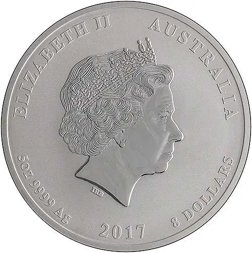 2017 5 oz Silver Coin Lunar Year of the Rooster Perth Mint Bullion 21301