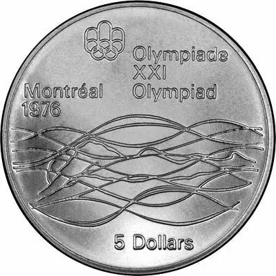 Reverse of 1975 Canadian 5 Dollars - Swimmer