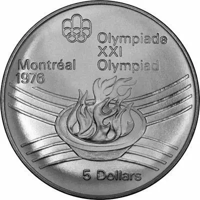 Reverse of 1976 Canadian 5 Dollars - Olympic Flame