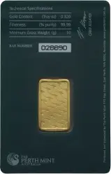 Gold 10g Bar Perth Mint Kangaroo - Pre-Owned  reverse