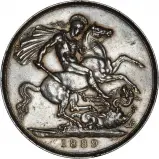 1889 silver crown st george and the dragon by benedetto pistrucci graded aVF