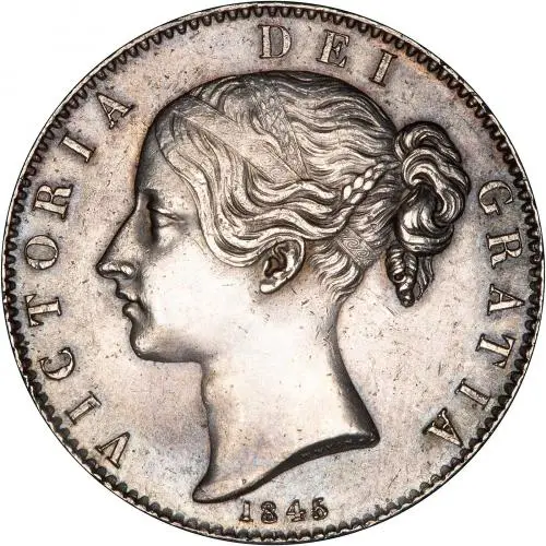 1845 Victoria Young Head Silver Crown Obverse