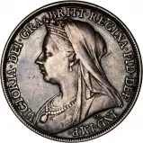 1897 Victoria Old Head Silver Crown Obverse Veiled Head Widow Head Vieled Victoria Sir Thomas Brock 