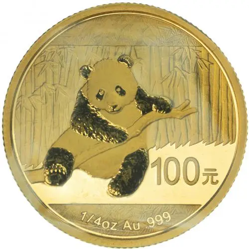 2014 Gold Bullion Ungraded 0.25 Ounce Panda  Coin Single China People's Bank of China reverse
