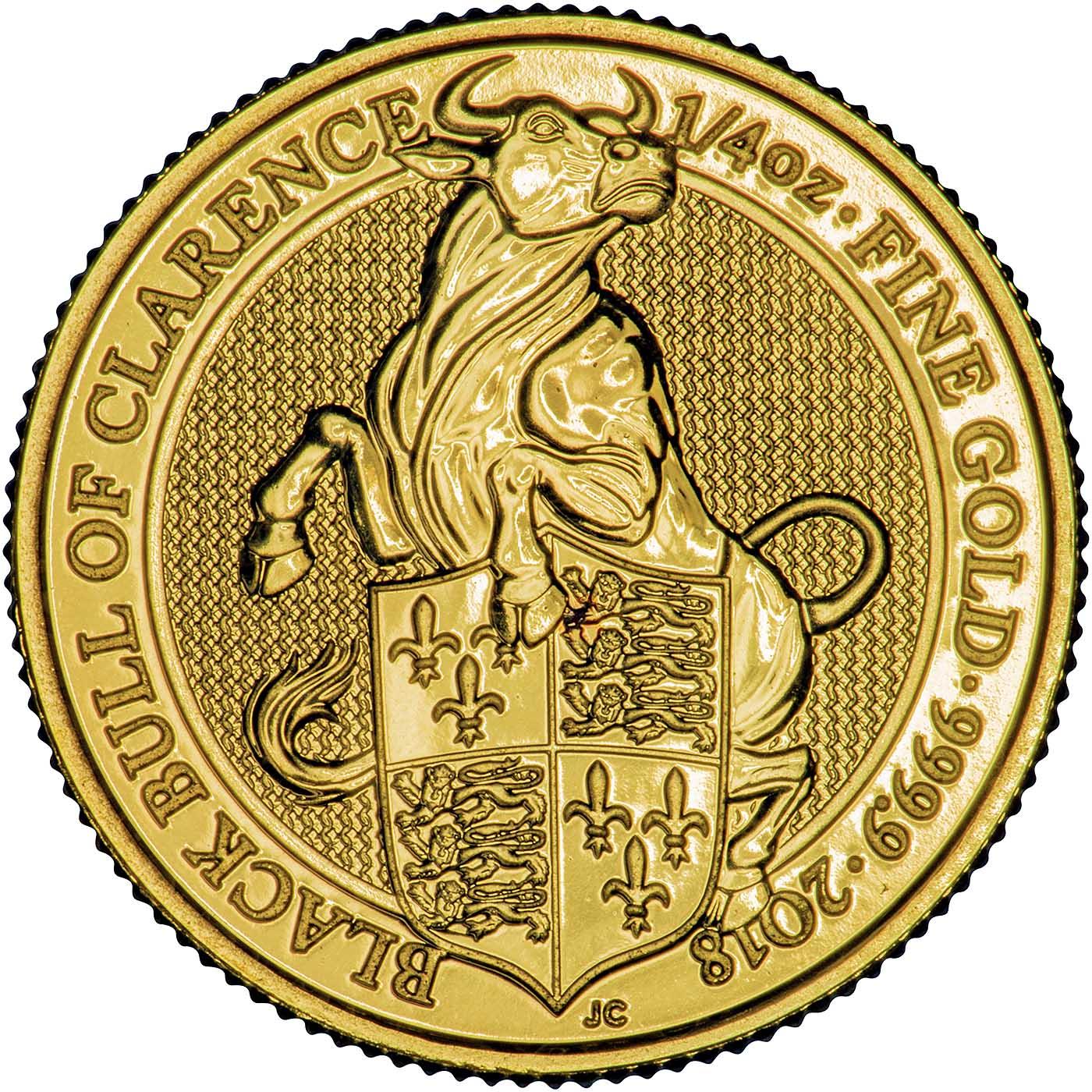 2018 Queen's Beasts Black Bull 1/4oz Gold Coin | Chard