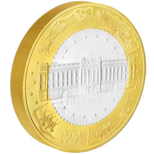 2003 Coronation 50th Anniversary 1 kg Silver Proof Coin Alderney - Pre-Owned side view