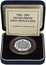 1992 - 1993 Silver Proof European Community 50 Pence 
