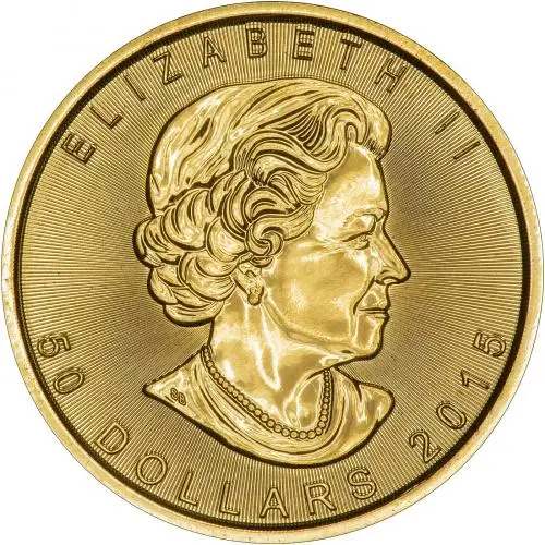 2015 Gold Uncirculated 1 Ounce Maple Coin Single Canada obverse