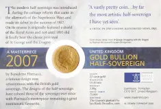 2007 Gold Bullion Half Sovereign Elizabeth II Coin In Sleeve obv