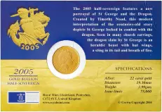 2005 Gold Bullion Half Sovereign Elizabeth II Coin In Sleeve obverse