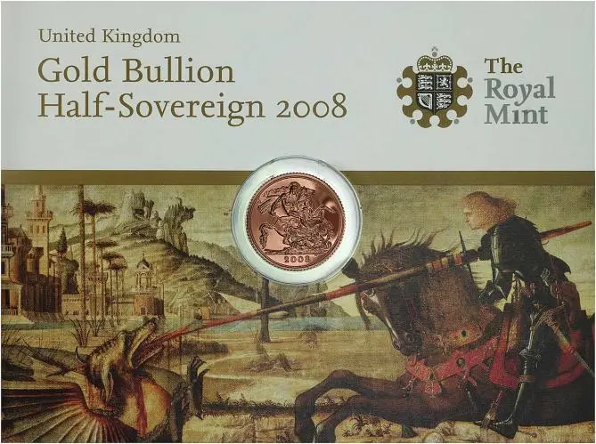 2008 Gold Bullion Half Sovereign Elizabeth II Coin In Sleeve reverse crop