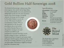 2008 Gold Bullion Half Sovereign Elizabeth II Coin In Sleeve obverse crop