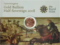 2008 Elizabeth II Half Sovereign Gold Bullon Coin - In Sleeve 