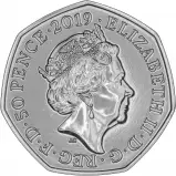 2019 Stephen Hawking B.U. 50p Coin Obverse