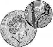 2017 2 oz Silver Coin Bullion Queen's Beasts - Griffin Grade C Closeup