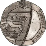 2008 Undated 20 Pence Mule Error Coin