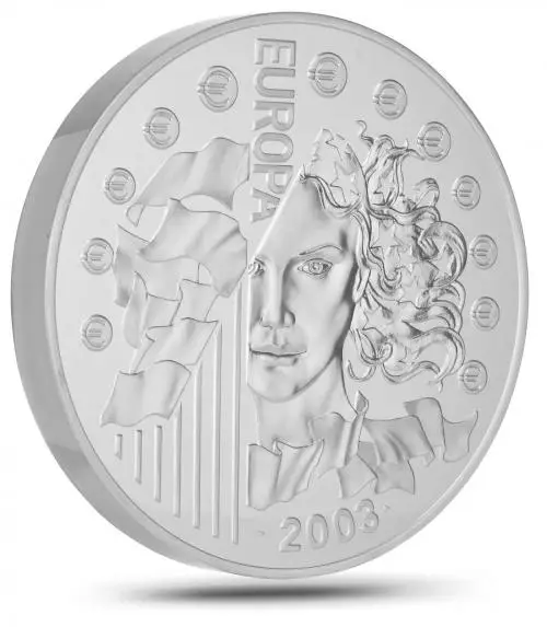 2003 Silver Proof 1 Kilogram Coin Single France side view