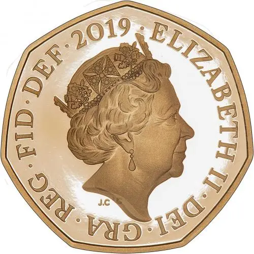 2019 Sherlock Holmes 50 Pence Gold Proof Coin Obverse