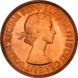 1953 Copper Graded Elizabeth II Penny Obverse