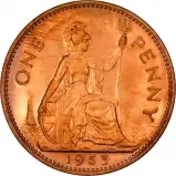 1953 Copper Graded Elizabeth II Penny