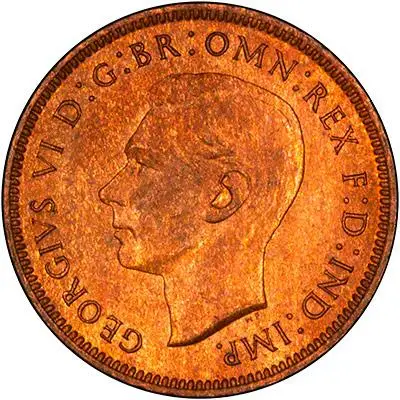 1946 George VI Copper Graded Farthing Obverse