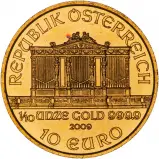 2009 Gold Bullion Ungraded 0.1 Ounce Philharmonic  Coin Single Austria Austrian Mint obverse