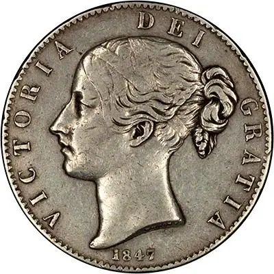 1847 Victoria Young Head Silver Crown Obverse