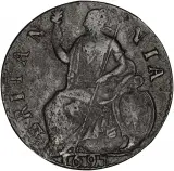1697 William III Copper Graded I over E Halfpenny