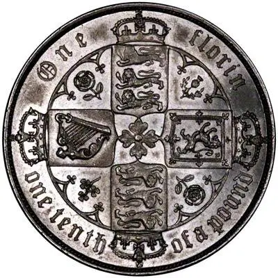 1881 Victoria Gothic Silver Florin Reverse