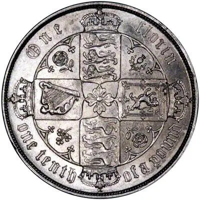 Victoria Gothic Silver Florin Reverse