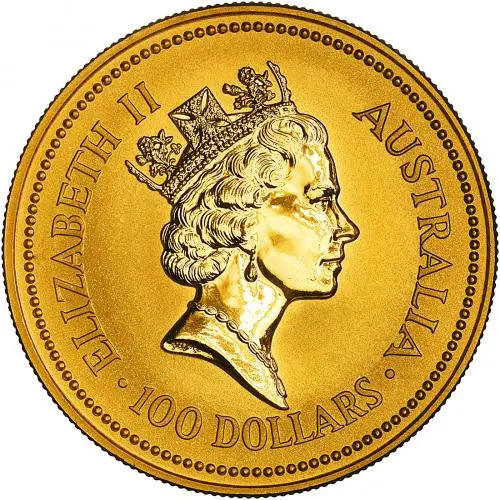 1990 Gold 1 oz Red Kangaroo Nugget $100 Perth Mint Bullion Coin obverse