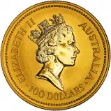 1990 Gold 1 oz Red Kangaroo Nugget $100 Perth Mint Bullion Coin obverse