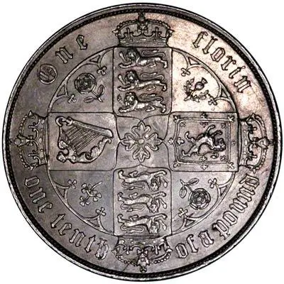 1879 Victoria Gothic Silver Florin Reverse