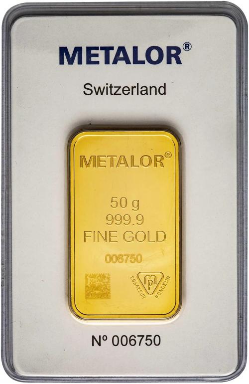 50g Gold Bar Metalor - Pre-Owned 
