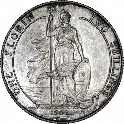 1902 Edward VII Silver Florin Matt Proof Reverse