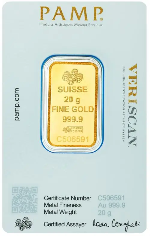 20g PAMP Gold Minted Bar Lady Fortuna - Pre-Owned obverse 1