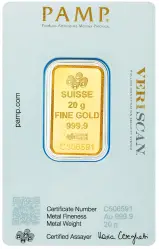 20g PAMP Gold Minted Bar Lady Fortuna - Pre-Owned obverse 1