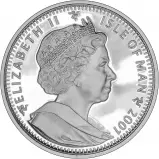 2001 Silver Proof Coin Queen Mother with George VI Crown Isle of Man Pobjoy Mint Obverse