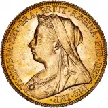 1900 Gold Graded Full Sovereign Victoria Old Head Coin Single Collectable United Kingdom The Royal Mint aEF EF obverse