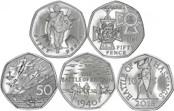2019 B.U. 50 Years of the 50p 5-Coin British Culture - Military Set Reverse