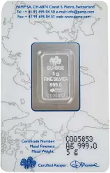 Silver 5 Gram Best Value Bars Pre-Owned Pamp reverse