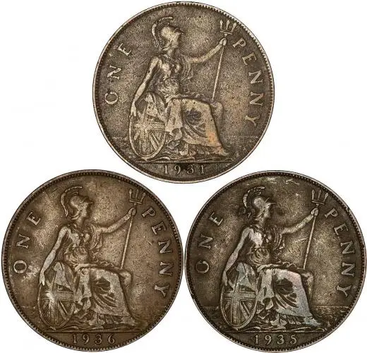 Reverse of George V Ordinary Circulation Pre-Decimal Penny